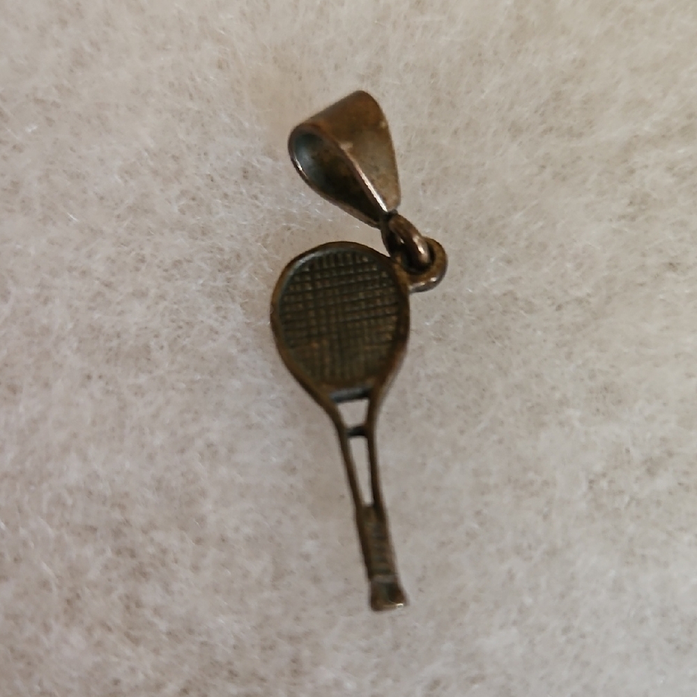 Brass Tennis Racket Pendant Or Charm